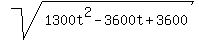 sqrt%281300t%5E2+-+3600t+%2B+3600%29
