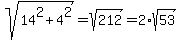 sqrt%2814%5E2%2B4%5E2%29+=+sqrt%28212%29+=+2%2Asqrt%2853%29