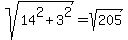 sqrt%2814%5E2+%2B+3%5E2%29+=+sqrt%28205%29