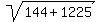 sqrt%28144+%2B+1225%29