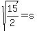 sqrt%2815%2F2%29=s