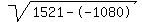 sqrt%281521--1080%29