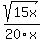 sqrt%2815x%29%2F20x