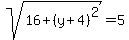 sqrt%2816%2B%28y%2B4%29%5E2%29=5