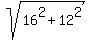sqrt%2816%5E2%2B12%5E2%29