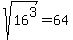 sqrt%2816%5E3%29+=+64