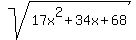 sqrt%2817x%5E2%2B34x%2B68%29