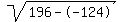 sqrt%28196--124%29