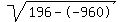 sqrt%28196--960%29