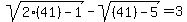 sqrt%282%2841%29-1%29-sqrt%28%2841%29-5%29=3