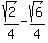 sqrt%282%29%2F4++-+sqrt%286%29%2F4