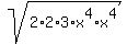 sqrt%282%2A2%2A3%2Ax%5E4%2Ax%5E4%29
