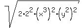 sqrt%282%2A2%5E2%2A%28x%5E3%29%5E2%2A%28y%5E2%29%5E2%29