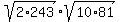 sqrt%282%2A243%29sqrt%2810%2A81%29
