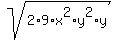 sqrt%282%2A9%2Ax%5E2%2Ay%5E2%2Ay%29