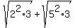 sqrt%282%5E2%2A3%29%2Bsqrt%285%5E2%2A3%29