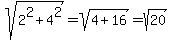 sqrt%282%5E2%2B4%5E2%29=sqrt%284%2B16%29=sqrt%2820%29