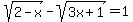 sqrt%282-x%29+-+sqrt%283x%2B1%29=1
