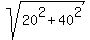 sqrt%2820%5E2+%2B+40%5E2+%29