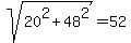 sqrt%2820%5E2+%2B+48%5E2%29+=+52