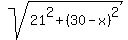 sqrt%2821%5E2+%2B+%2830-x%29%5E2%29+