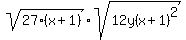sqrt%2827%28x%2B1%29%29%2Asqrt%2812y%28x%2B1%29%5E2%29