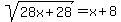 sqrt%2828x%2B28%29+=+x%2B8