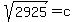 sqrt%282925%29+=+c+