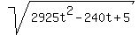 sqrt%282925t%5E2+-+240t+%2B+5%29