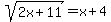 sqrt%282x%2B11%29=x%2B4