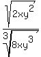 sqrt%282xy%5E2%29%2Froot%283%2C8xy%5E3%29