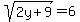 sqrt%282y%2B9%29=6