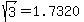 sqrt%283%29+=+1.7320