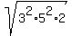 sqrt%283%5E2%2A5%5E2%2A2+%29