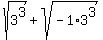 sqrt%283%5E3%29+%2B+sqrt%28-1%2A3%5E3%29