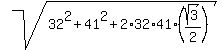 sqrt%2832%5E2+%2B+41%5E2+%2B+2%2A32%2A41%2A%28sqrt%283%29%2F2%29%29