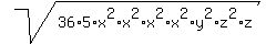 sqrt%2836%2A5%2Ax%5E2%2Ax%5E2%2Ax%5E2%2Ax%5E2%2Ay%5E2%2Az%5E2%2Az%29%29