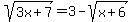 sqrt%283x%2B7%29=3-sqrt%28x%2B6%29