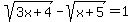 sqrt%283x+%2B+4%29+-+sqrt%28x%2B5%29+=+1++