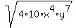 sqrt%284%2A10%2Ax%5E4%2Ay%5E7%29