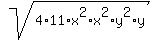 sqrt%284%2A11%2Ax%5E2%2Ax%5E2%2Ay%5E2%2Ay%29