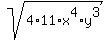 sqrt%284%2A11%2Ax%5E4%2Ay%5E3%29
