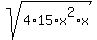 sqrt%284%2A15%2Ax%5E2%2Ax%29