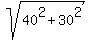 sqrt%2840%5E2%2B30%5E2%29