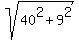 sqrt%2840%5E2%2B9%5E2%29