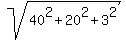 sqrt%2840%5E2+%2B+20%5E2+%2B3%5E2%29