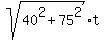 sqrt%2840%5E2+%2B+75%5E2%29%2At