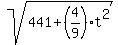sqrt%28441+%2B+%284%2F9%29t%5E2%29