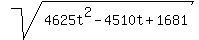 sqrt%284625t%5E2+-+4510t+%2B+1681%29