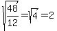 sqrt%2848%2F12%29=sqrt%284%29=2